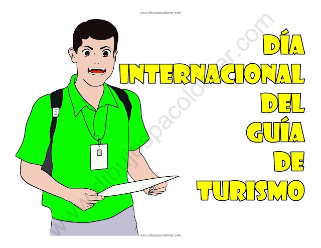 Día internacional del Guía de Turismo dibujo a color y para colorear